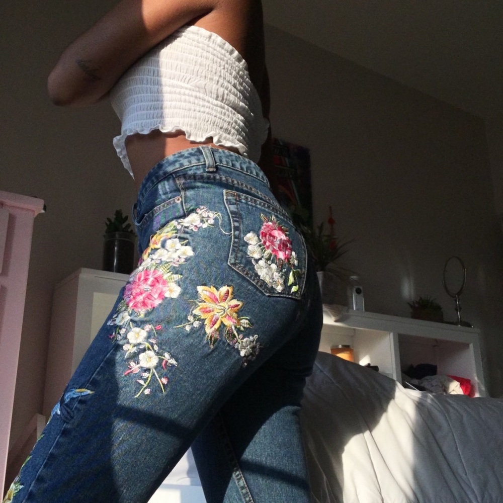 vintage floral jeans